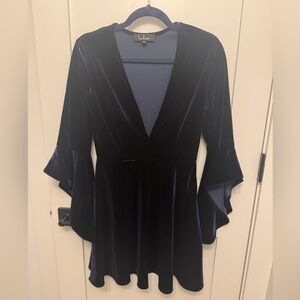 Lulu's Midnight Blue Velvet Dress